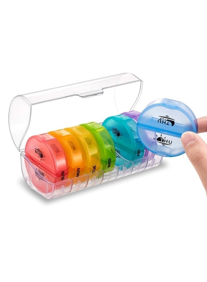 Portable 7-Day Pill Organizer AM PM – Large Clear Medicine Storage Box with Waterproof Dustproof Protection for Vitamins, Capsules, Fish Oil, and Daily Health Routine - Image 1